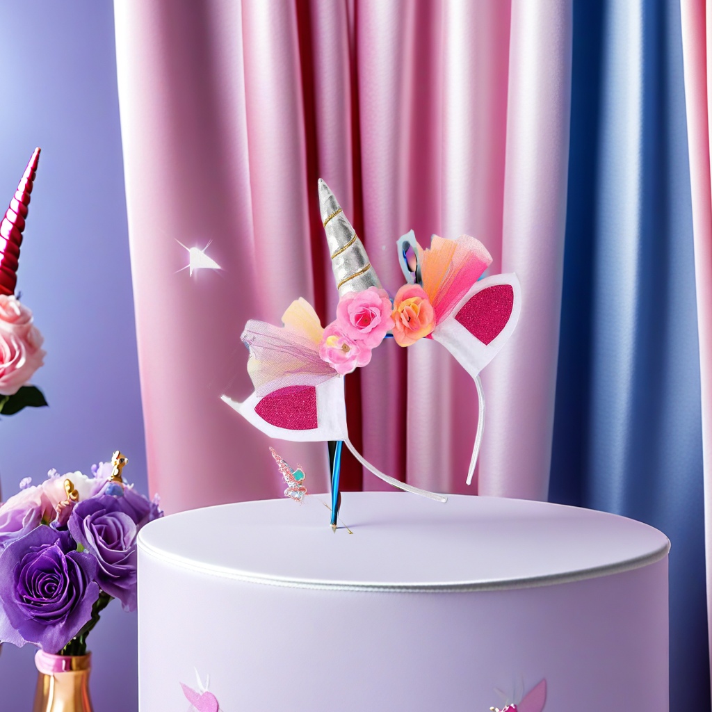Cartoon unicorn hairband, children's headband, illuminated toy, performance prop, gauze princess, party headwear, handicrafts, exquisite design Specification image