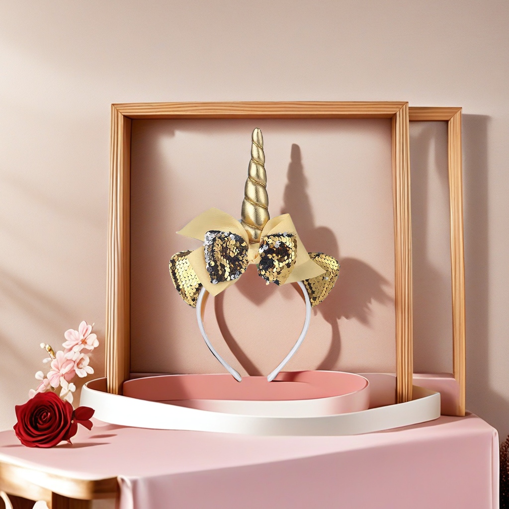 Cross-border unicorn headwear, adult funny and sweet, versatile women's hair accessory, cute hairband design, pearl sweetheart matching bracelet, fashionable and personalized hair accessory set