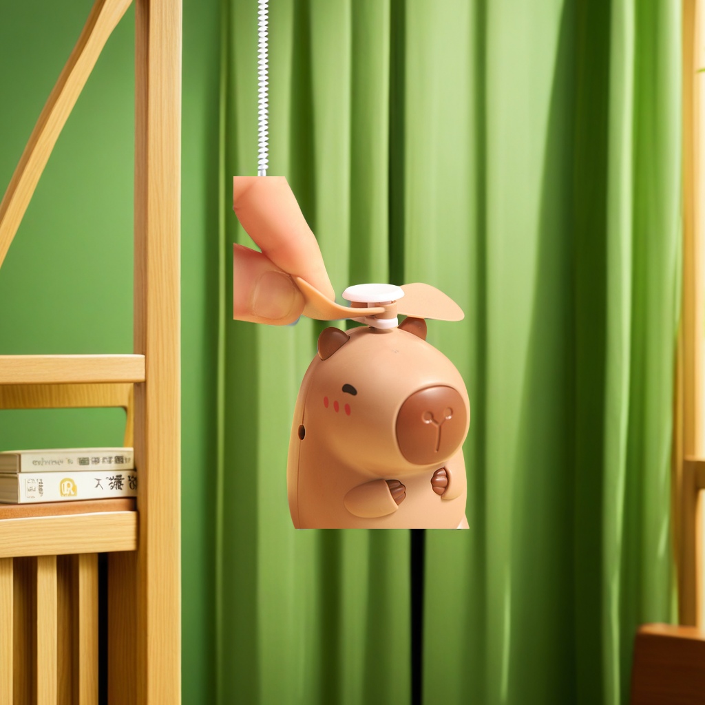 卡比巴拉卡通迷你挂脖小风扇 USB充电便携式手持电风扇 儿童礼物玩具 清凉一夏