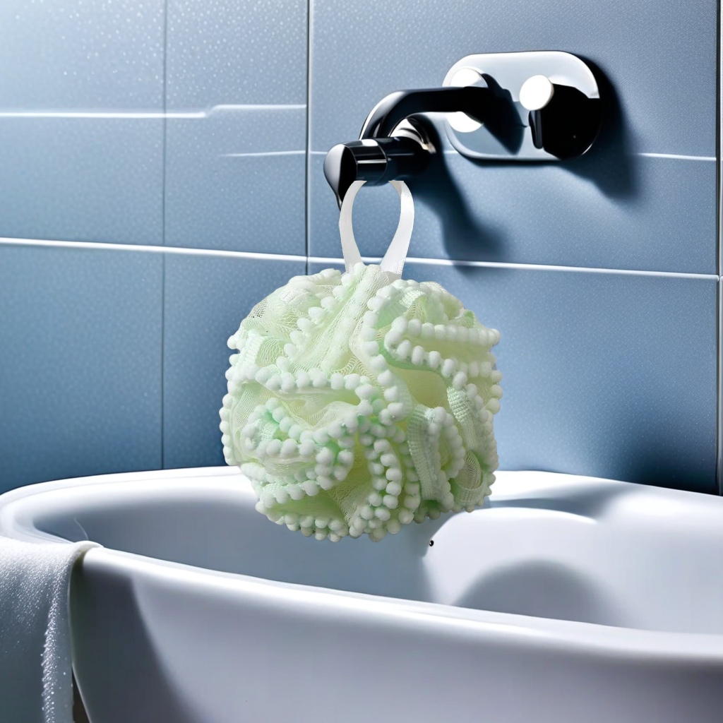 55g large pearl particle lace bath ball, soft and bubble-free, bath wipe, bath towel, bath brush, easy to scrub, bath flower, high-end and cute, essential for bathing Application Scenario