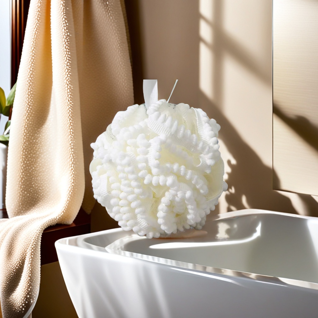 55g large pearl particle lace bath ball, soft and bubble-free, bath wipe, bath towel, bath brush, easy to scrub, bath flower, high-end and cute, essential for bathing Item Picture
