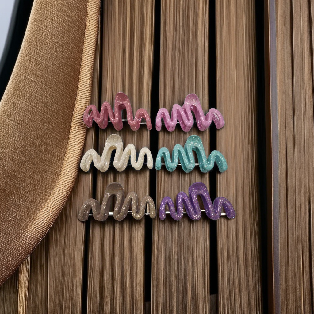 珠光实色葱粉闪粉发夹抓夹细节图