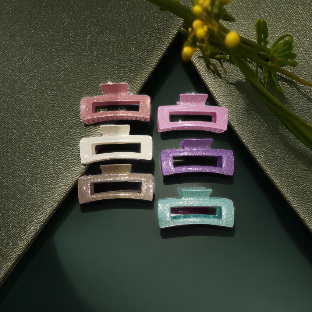 珠光实色葱粉闪粉发夹抓夹白底实物图