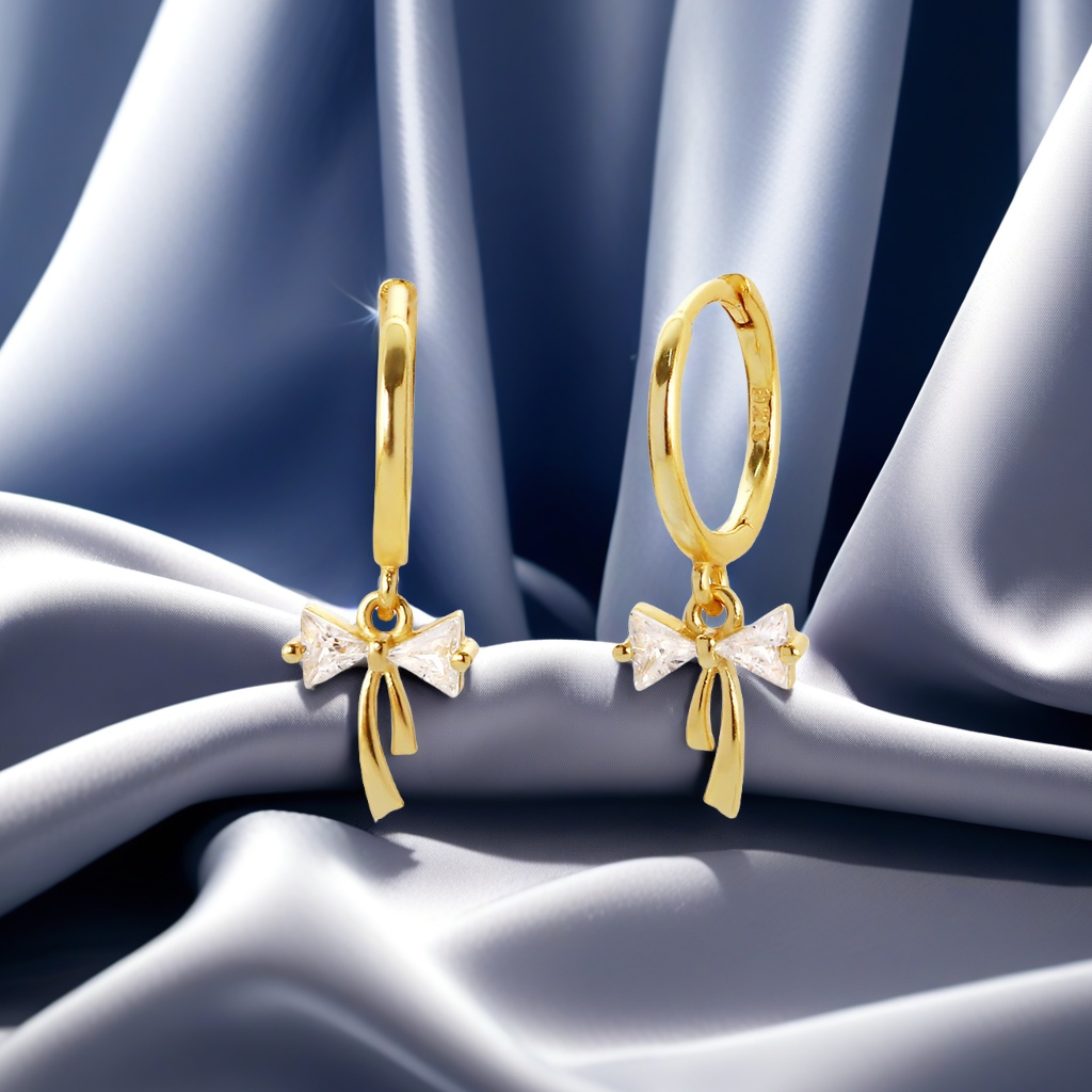 YHE0649 s925银蝴蝶结镶钻耳环 跨境甜美耳扣 ins风小众百搭耳饰 耳圈耳扣款式