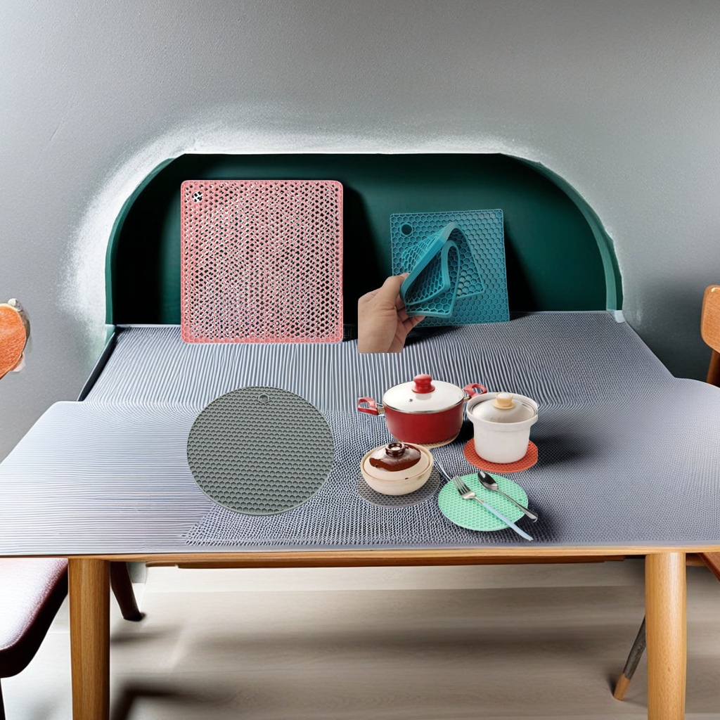 硅胶蜂窝圆形方形杯垫碗垫 餐桌防烫垫 厨房咖啡杯防烫餐具 餐垫防滑耐热实用美观