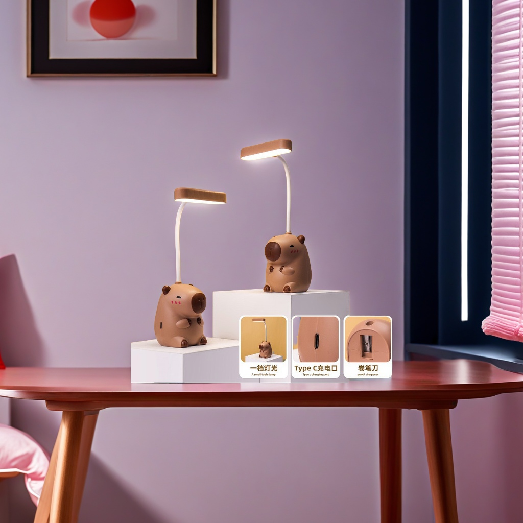 Cross-Border New Capibala Children's Desk Lamp Cute Mini Portable Usb Charging Nightlight Toothbrush Design Safe And Environmentally Friendly