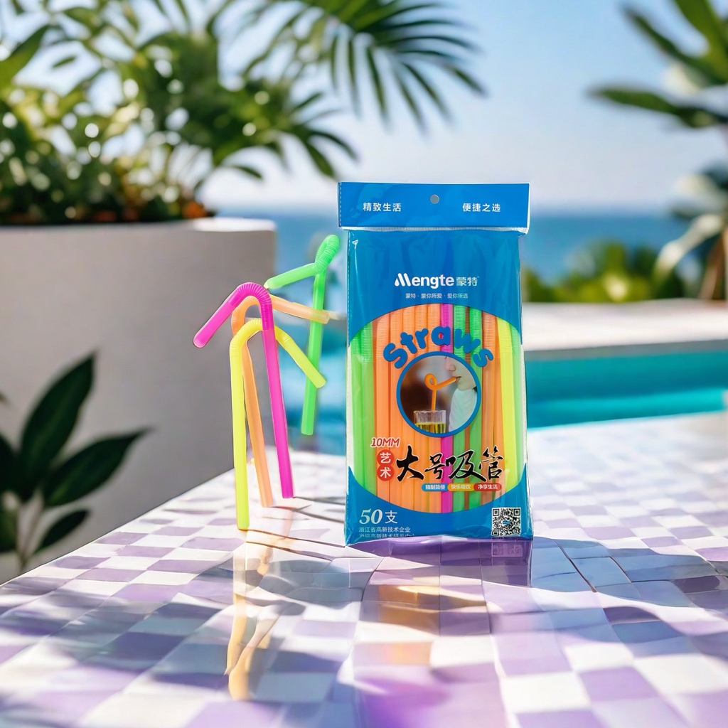 一次性艺术吸管10mm*26cm 环保塑料制品 饮料吸管 色彩缤纷 适用各类饮品