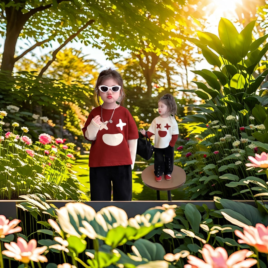 Spring new Korean-style faux two-piece long-sleeved sweatshirt for children, fashionable and cute girls' top, selected from other categories Specification image