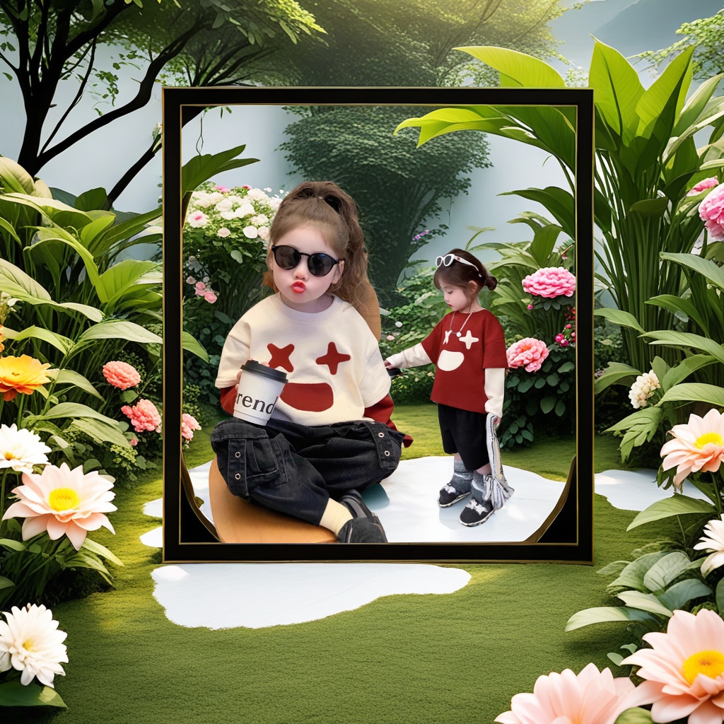 Spring new Korean-style faux two-piece long-sleeved sweatshirt for children, fashionable and cute girls' top, selected from other categories Application Scenario