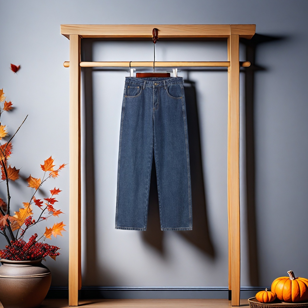 The new men's autumn and winter collection features deep blue Korean-style washed jeans. The mid-leg loose wide-leg long pants are suitable for sporty and casual men's wear Item Picture