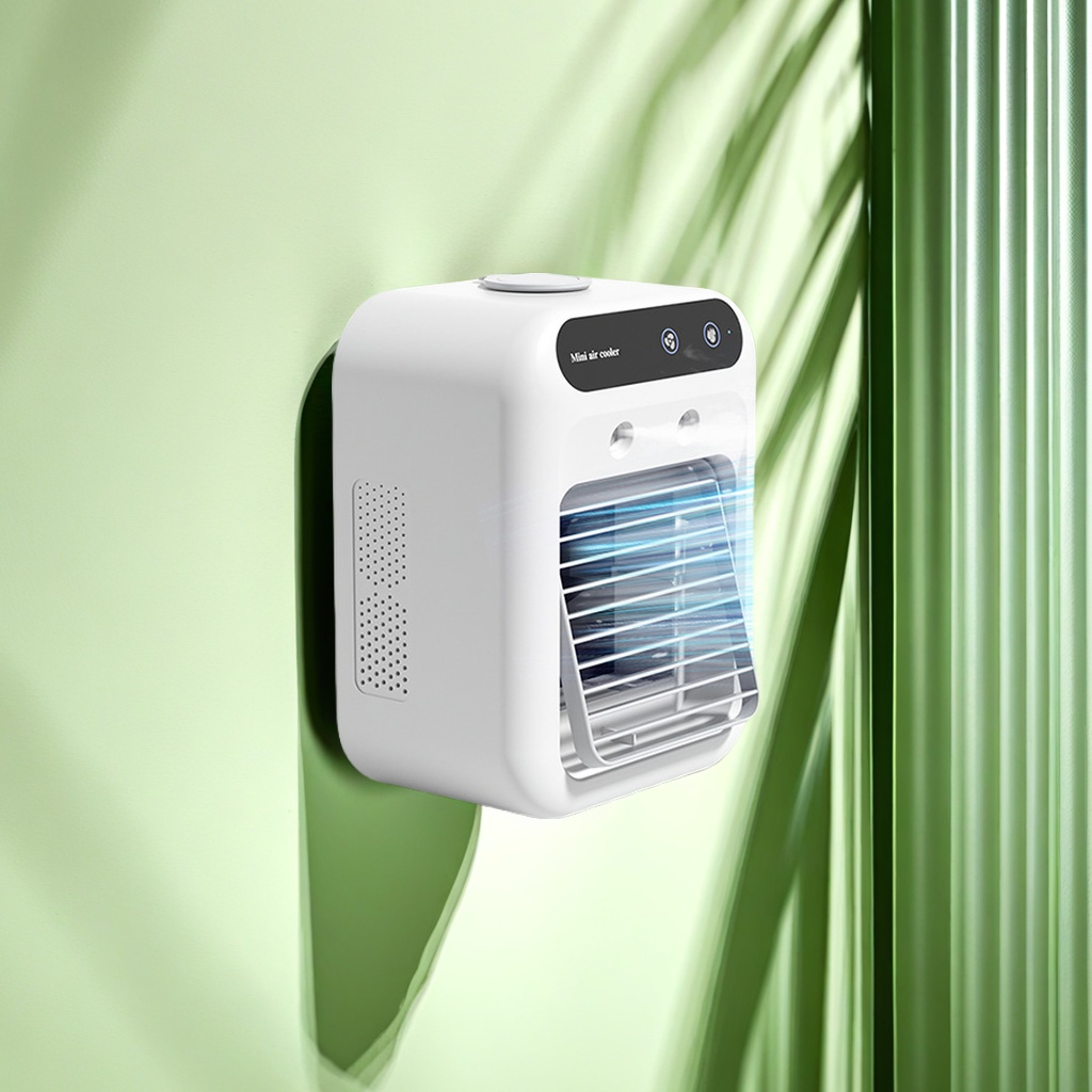 Portable household small air cooler, cooling spray cooler, humidifying electric fan, desktop mobile cold fan, powerful functions, air cooler, easily drive away heat details Picture