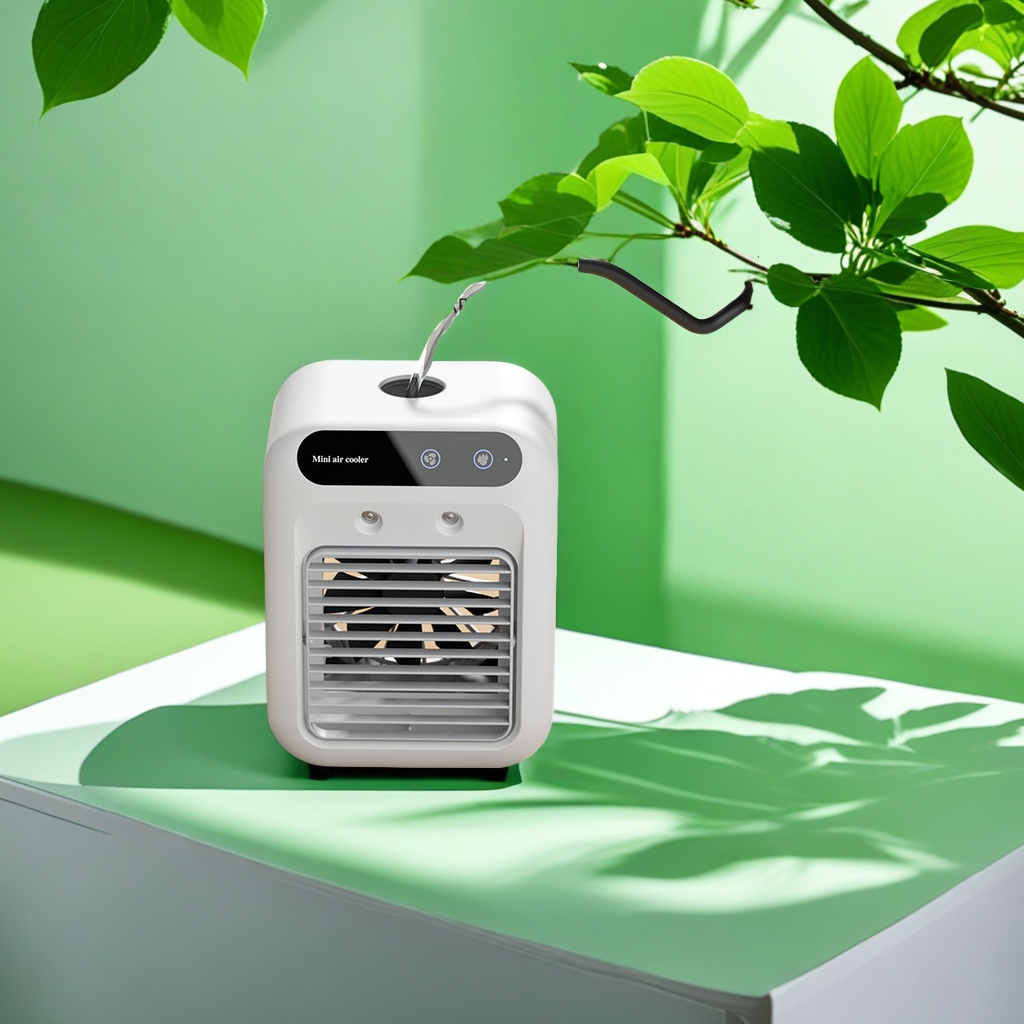Portable household small air cooler, cooling spray cooler, humidifying electric fan, desktop mobile cold fan, powerful functions, air cooler, easily drive away heat Specification image