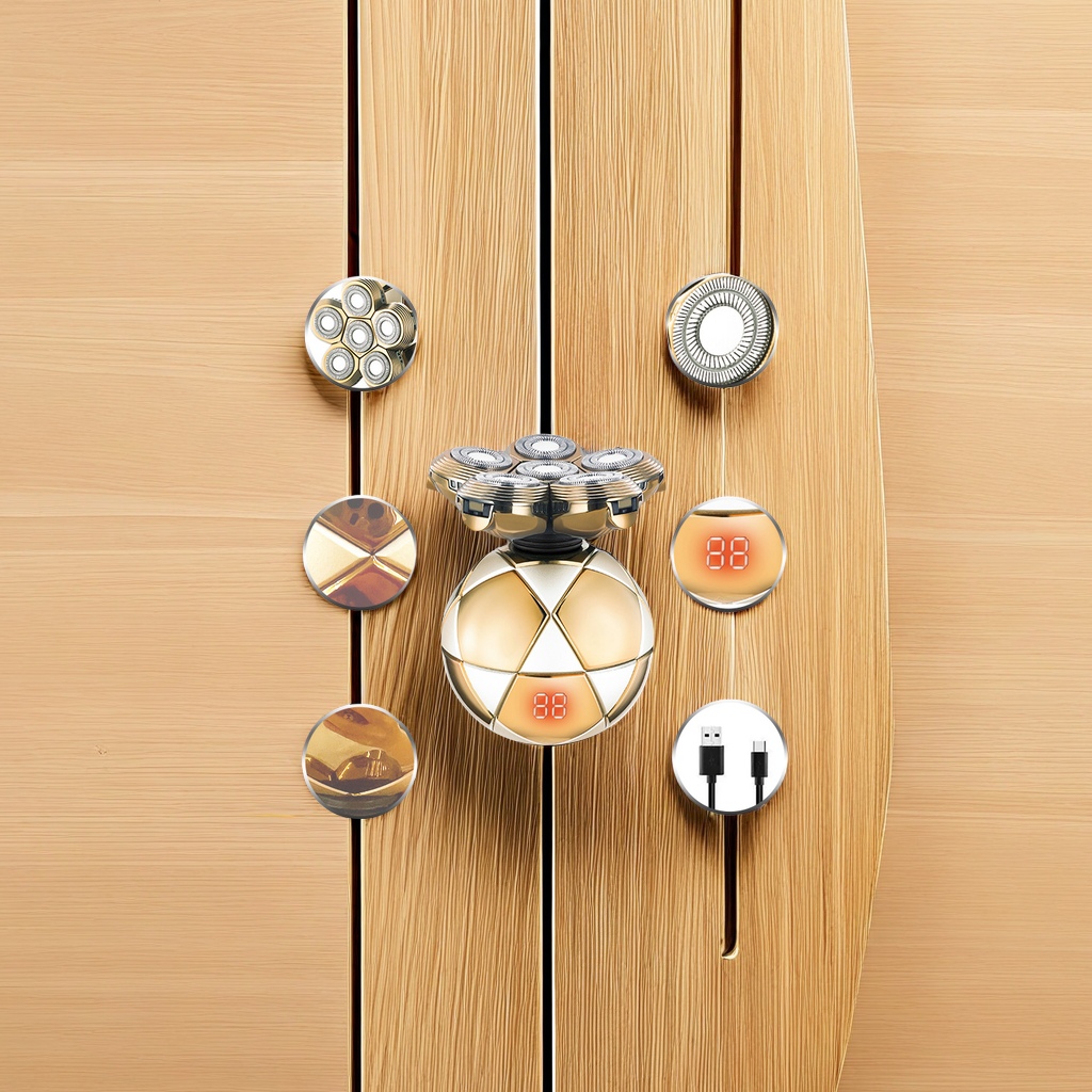 Wholesale of six-blade electric shavers, head magic tools, fully washable portable floating blade shavers, rechargeable shavers, comfortable to fit the face, no residue details Picture