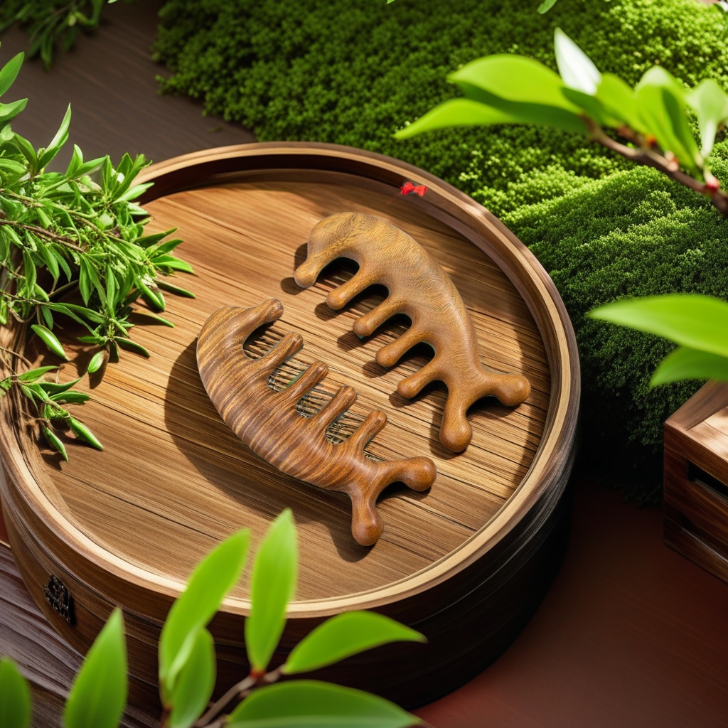 绿檀木按摩梳子，整木制作，不上油漆，打磨精细，材料厚实。细节图