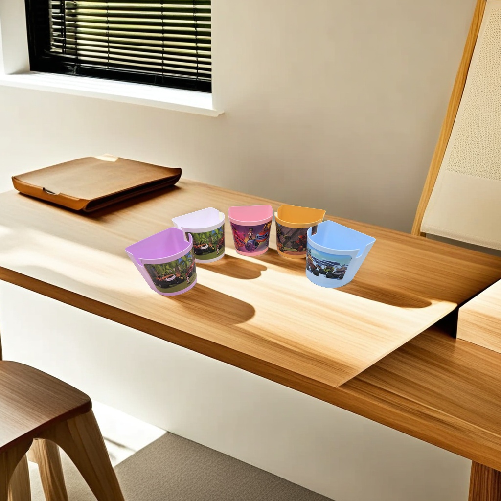 deli0325 Original design Carved wood leather pen holder Multi-functional cosmetics storage box Creative stationery office decoration full figure