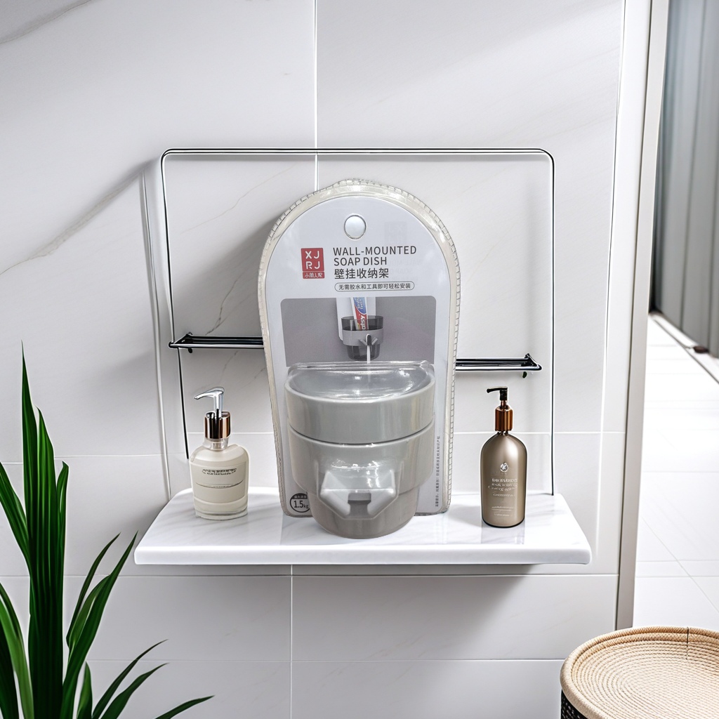 Household bathroom storage rack wall mounted traceless installation simple design durable practical space utilization Specification drawing