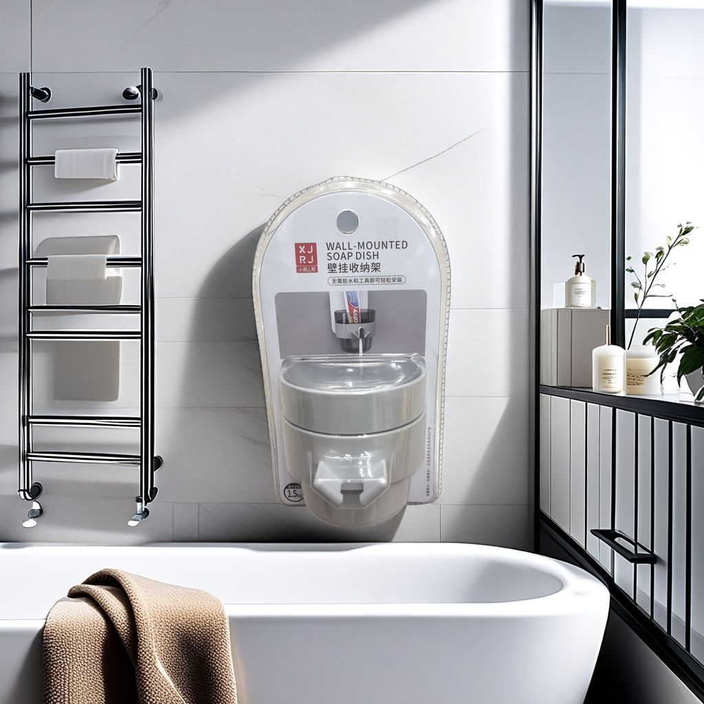 Household bathroom storage rack wall mounted traceless installation simple design durable practical space utilization Application Scenario