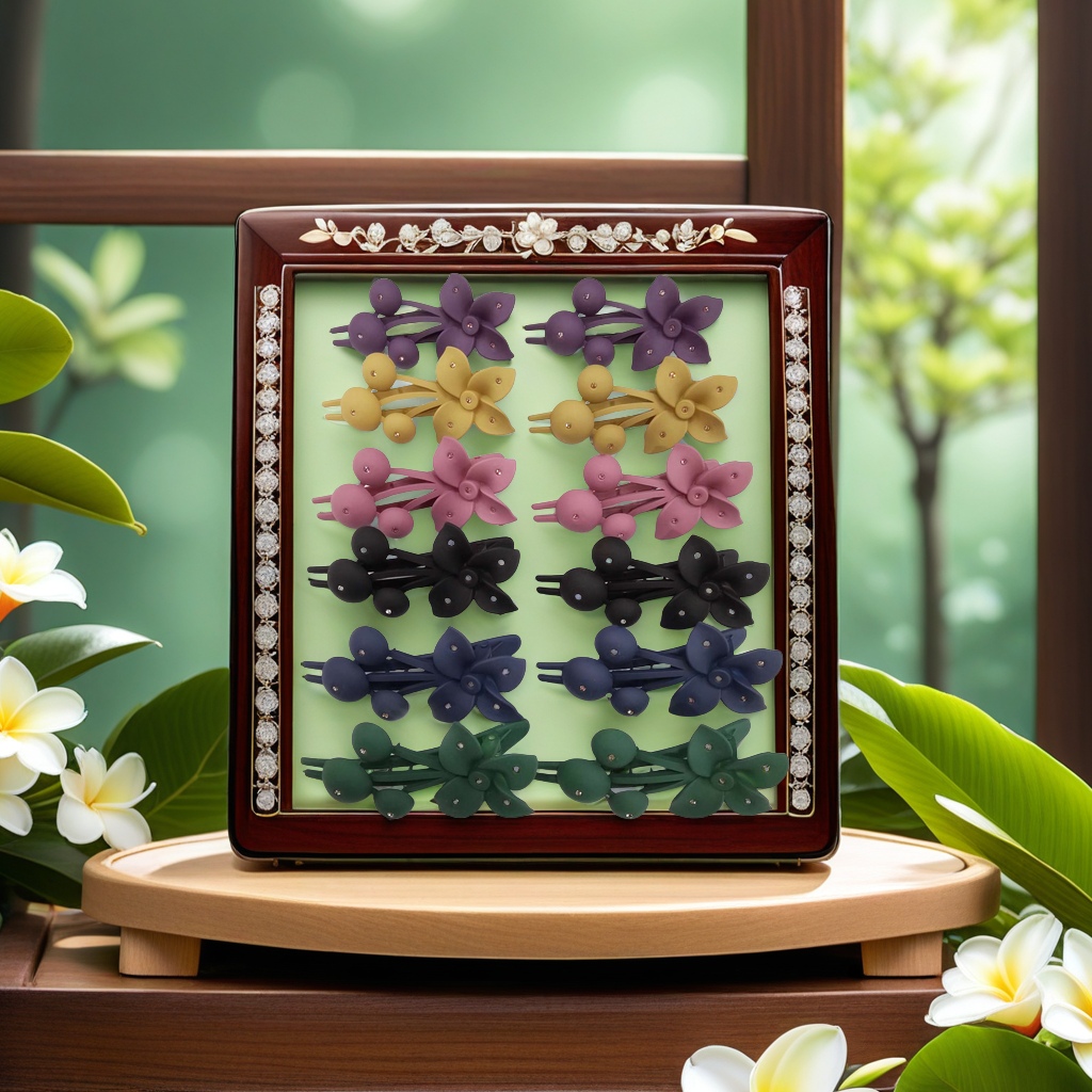 This trendy egg flower duck clip hair accessory with a touch of diamonds exudes a unique luster and is a fashionable and trendy headwear details Picture