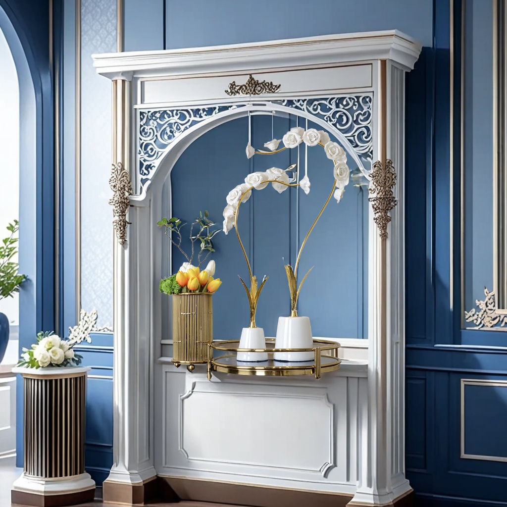 欧式时尚大理石客厅玄关摆件 金属工艺品精致家居样板房书房软装饰品 现代简约工艺品摆设