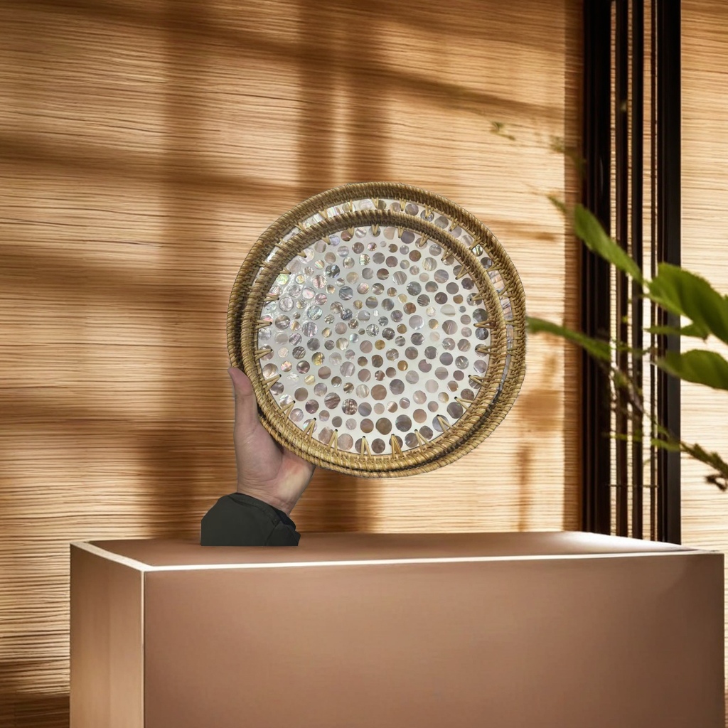 藤编篮子贝壳手工编织篮，欧美风情产品图