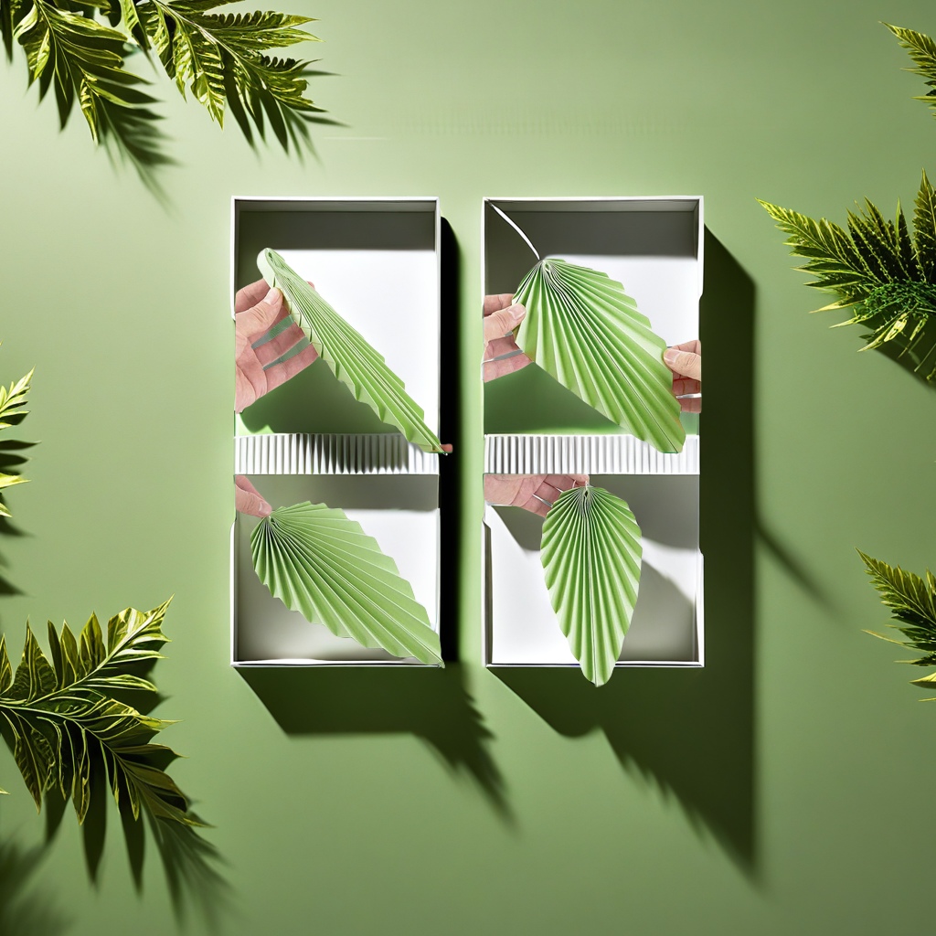 Palm leaf green birthday party paper fan decoration, paper leaf classroom background wall decoration, eco-friendly paper fan creative decoration, paper fan party atmosphere decoration items details Picture