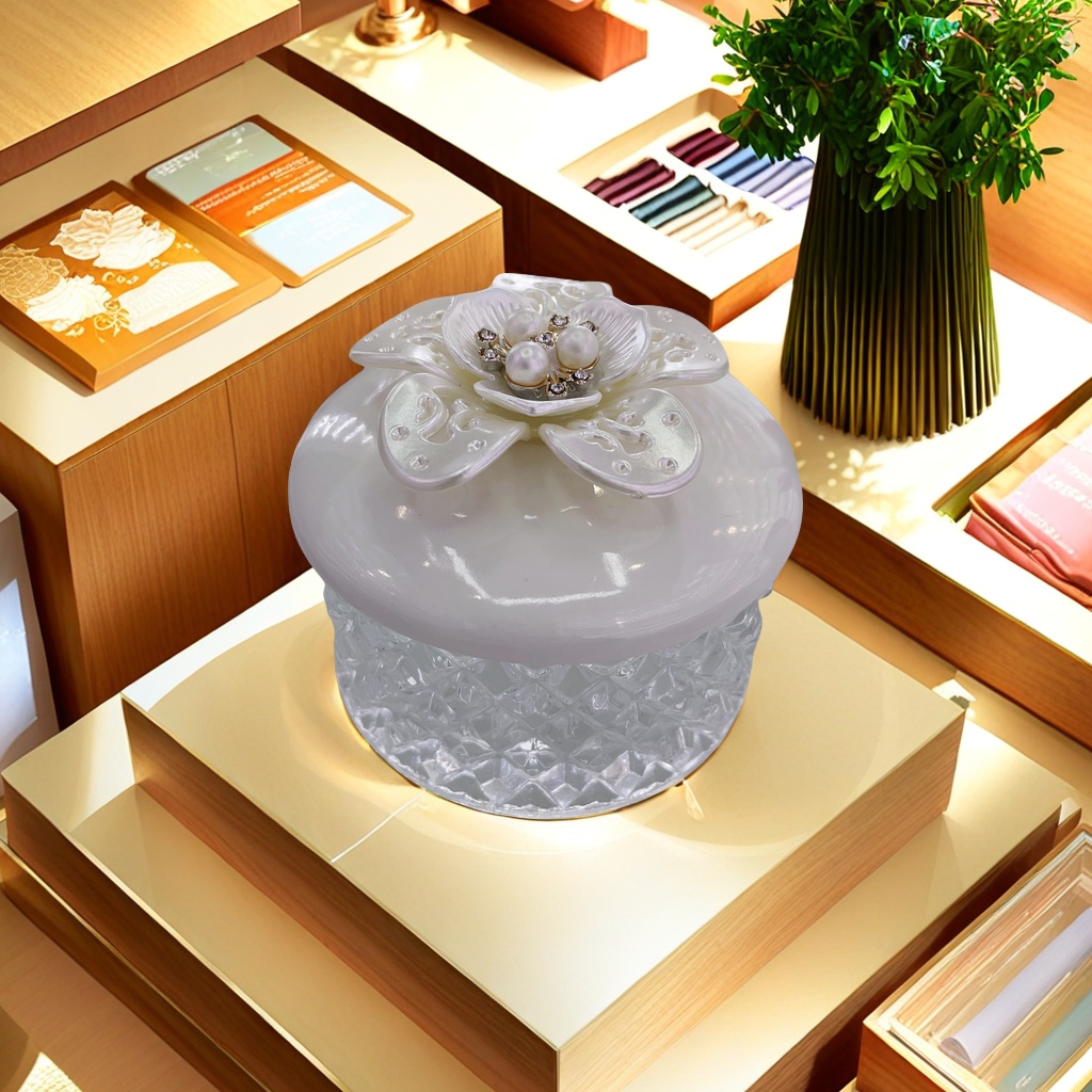 陶瓷首饰盒玻璃首饰盒糖果盒 优雅珍藏珠宝收纳盒 精致首饰收纳盒 精美礼品盒细节图