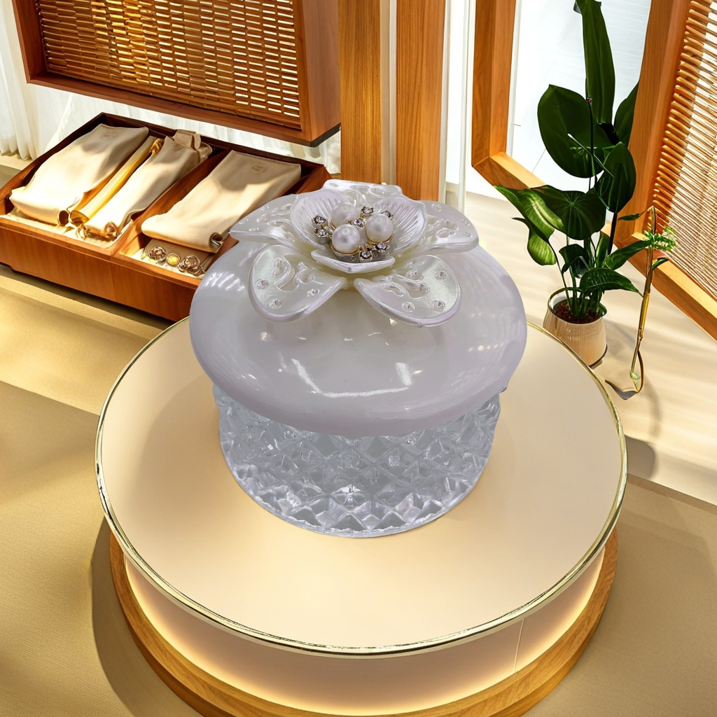 陶瓷首饰盒玻璃首饰盒糖果盒 优雅珍藏珠宝收纳盒 精致首饰收纳盒 精美礼品盒