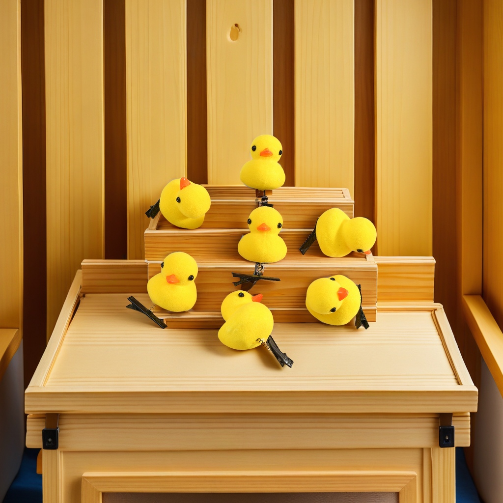 网红爆款儿童专用小黄鸭发夹 可爱卖萌立体弹簧夹发饰 毛绒卡通造型 批发优惠