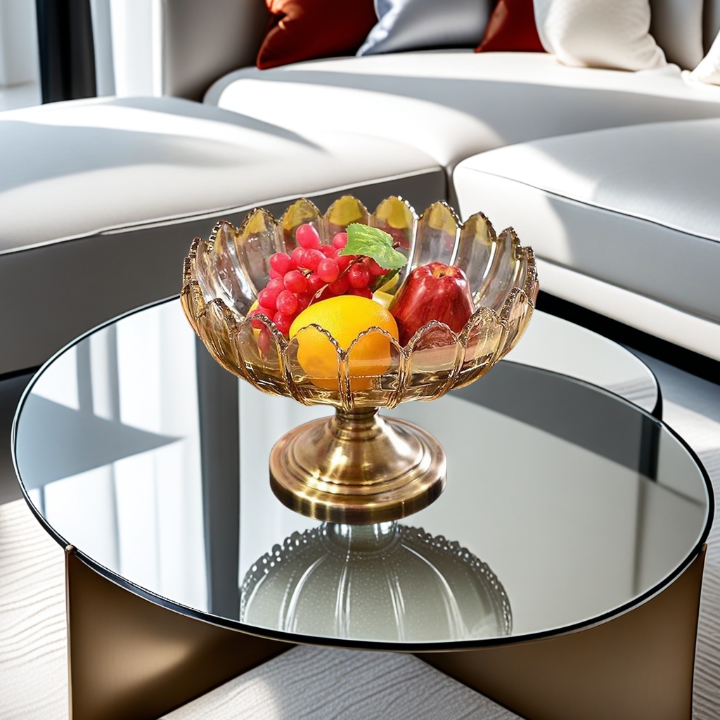 European-style creative metal fruit plate, living room home decoration fruit plate, glass coffee table, dried fruit plate wholesale factory direct sales, cross-border snack plate, high-quality home products, Yangxuan 104 Specification image