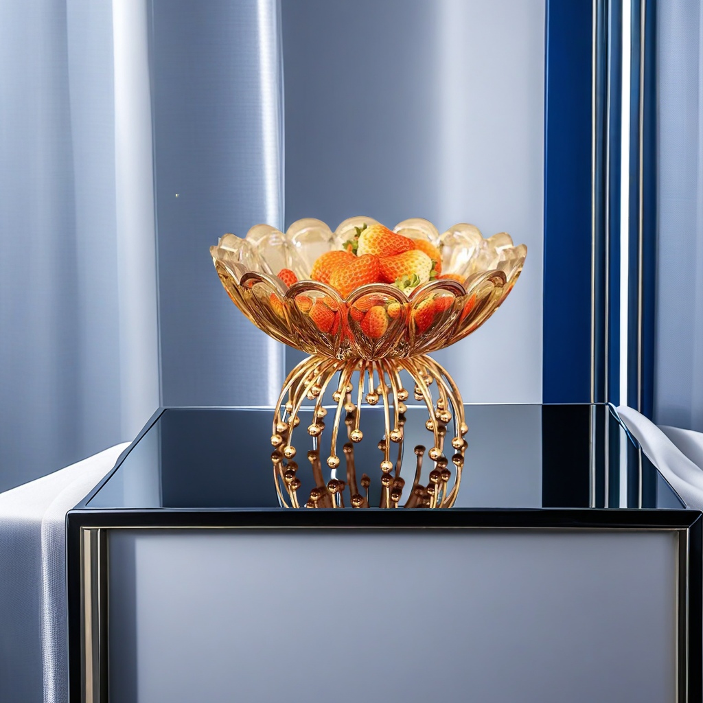 European-style light luxury metal glass decorative fruit plate, creative high-legged fruit plate, living room coffee table, snack dried fruit plate, factory direct sales and wholesale, Yangxuan 111 European-style light luxury metal glass decorative fruit plate, creative high-legged fruit plate, living room coffee table, snack dried fruit plate, factory direct sales and wholesale, Yangxuan 111