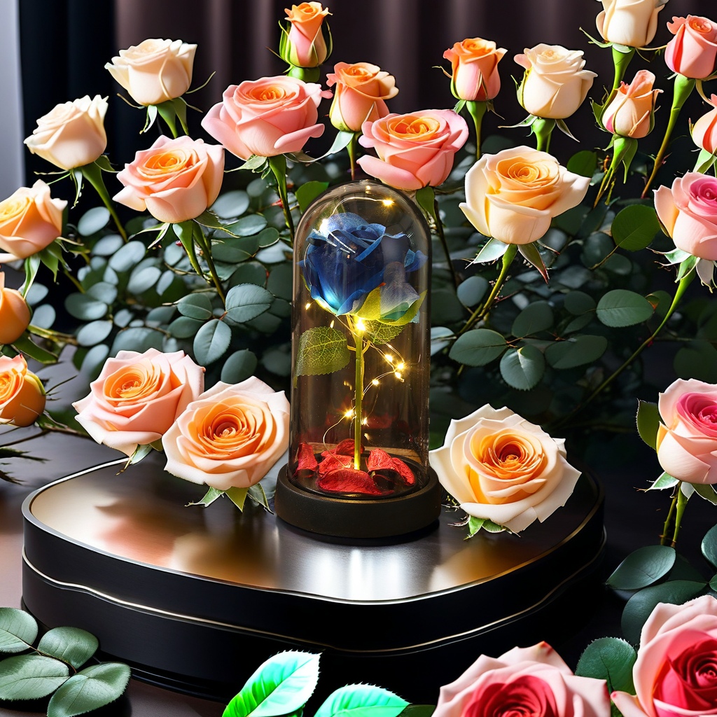 永生花玫瑰花高级香皂LED发光设计 鲜花艺术品 闺蜜生日情人节礼物 现货批发优质选择详情图3