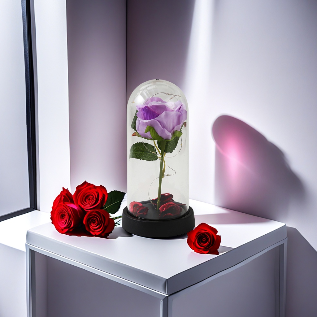 永生花玫瑰花高级香皂LED发光设计 鲜花艺术品 闺蜜生日情人节礼物 现货批发优质选择详情图5