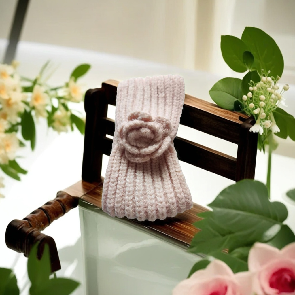 手工钩织毛线花朵发带头带产品图