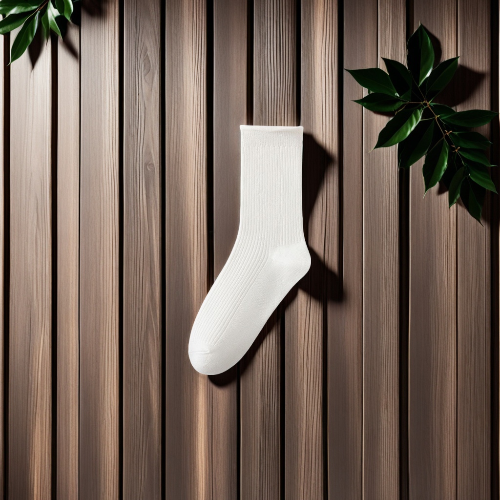 Wholesale of 2025 new Spring and summer women's mid-calf cotton socks, breathable and sweat-absorbent solid color rolled double-stitch pile socks for sports and casual wear Item Picture
