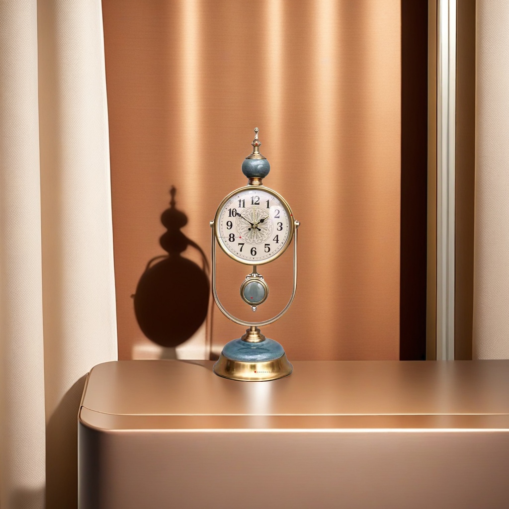 欧式复古座钟 新款美式客厅摆放台式钟表 家用摆钟 玄关台钟 精致时尚装饰品细节图