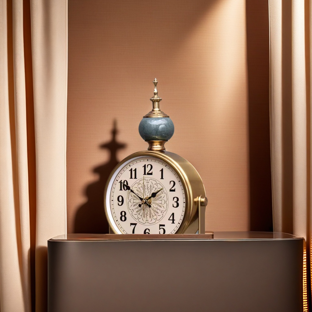 欧式复古座钟 新款美式客厅摆放台式钟表 家用摆钟 玄关台钟 精致时尚装饰品白底实物图