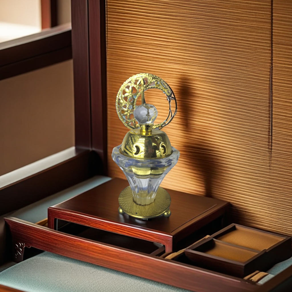 Muslim Star and Moon Series Crystal Metal Incense burner Craft Home decoration details Picture