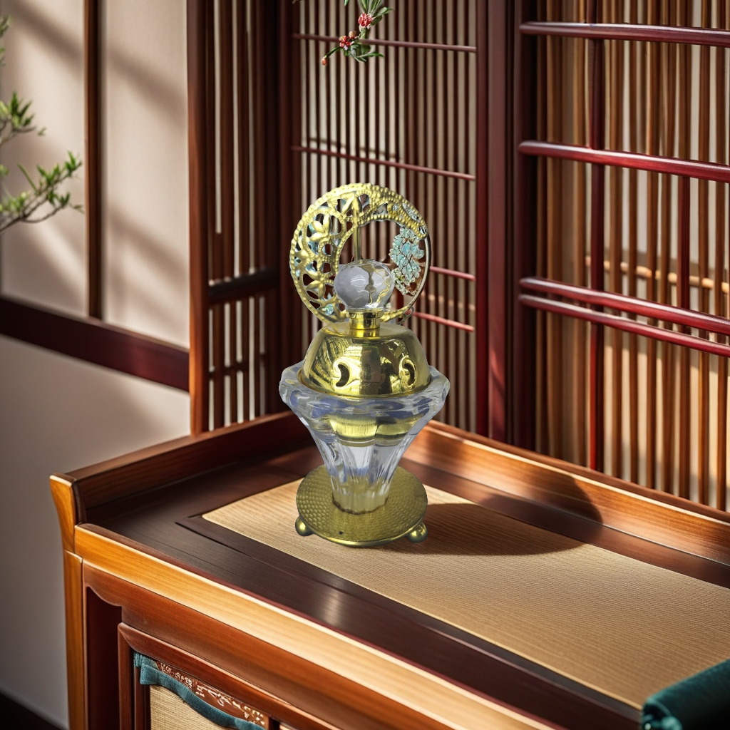 Muslim Star and Moon Series Crystal Metal Incense burner Craft Home decoration Specification image