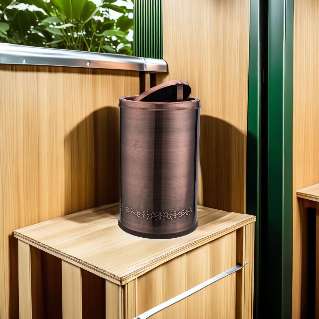 港式古典复古翻盖商用立式果皮垃圾桶 家用不锈钢加厚环保垃圾桶 简洁大方耐用