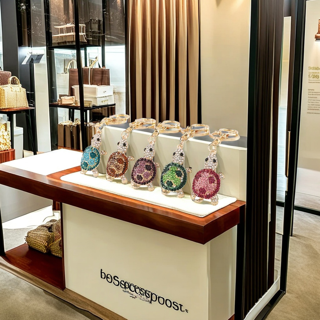 精致钻石翻砂乌龟造型钥匙扣 时尚个性车钥匙挂件礼品装饰品