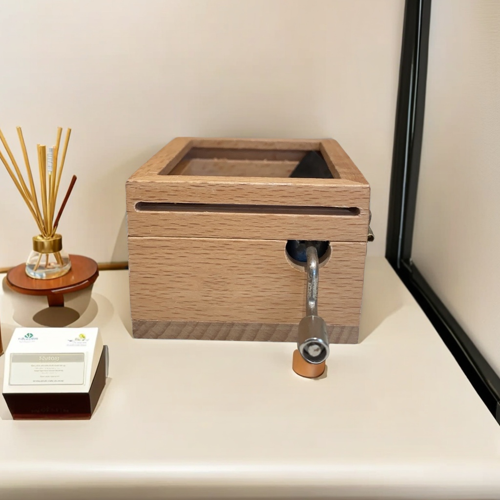 Handcrafted beech wood photo frame music box, exquisite handicraft, collectible level, unique artist design gift music box details Picture