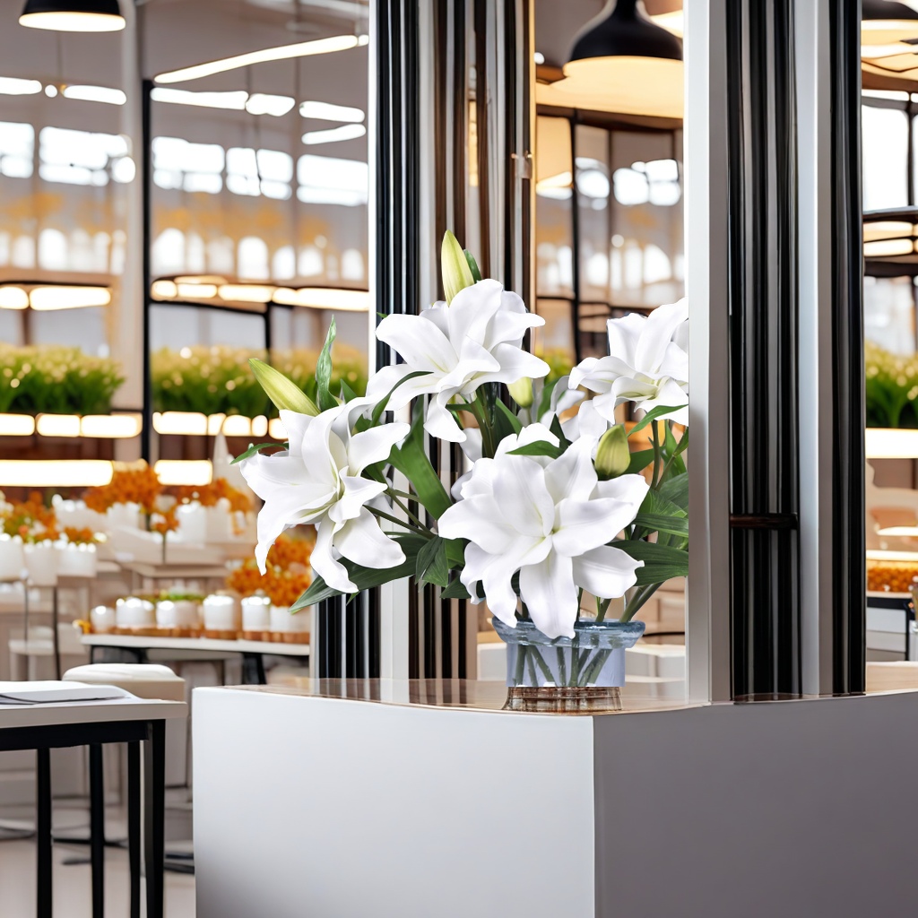 Factory direct sales of high-end EVA artificial lilies, 1 flower, 1 bud, small lilies, living room, hotel, wedding soft decoration flower arrangement, exquisite artificial flower gift box decoration details Picture