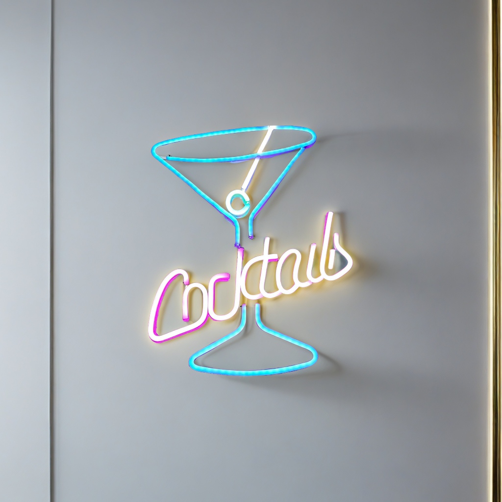 跨境新款LED霓虹灯 亚克力背板鸡尾酒杯灯 酒吧氛围招牌 广