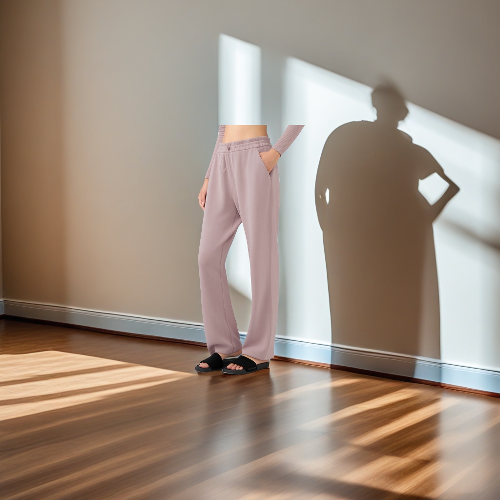 DAW167秋冬新款女士瑜伽裤 高腰显瘦休闲直筒裤 百搭宽松阔腿运动长裤 垂感优雅运动裤