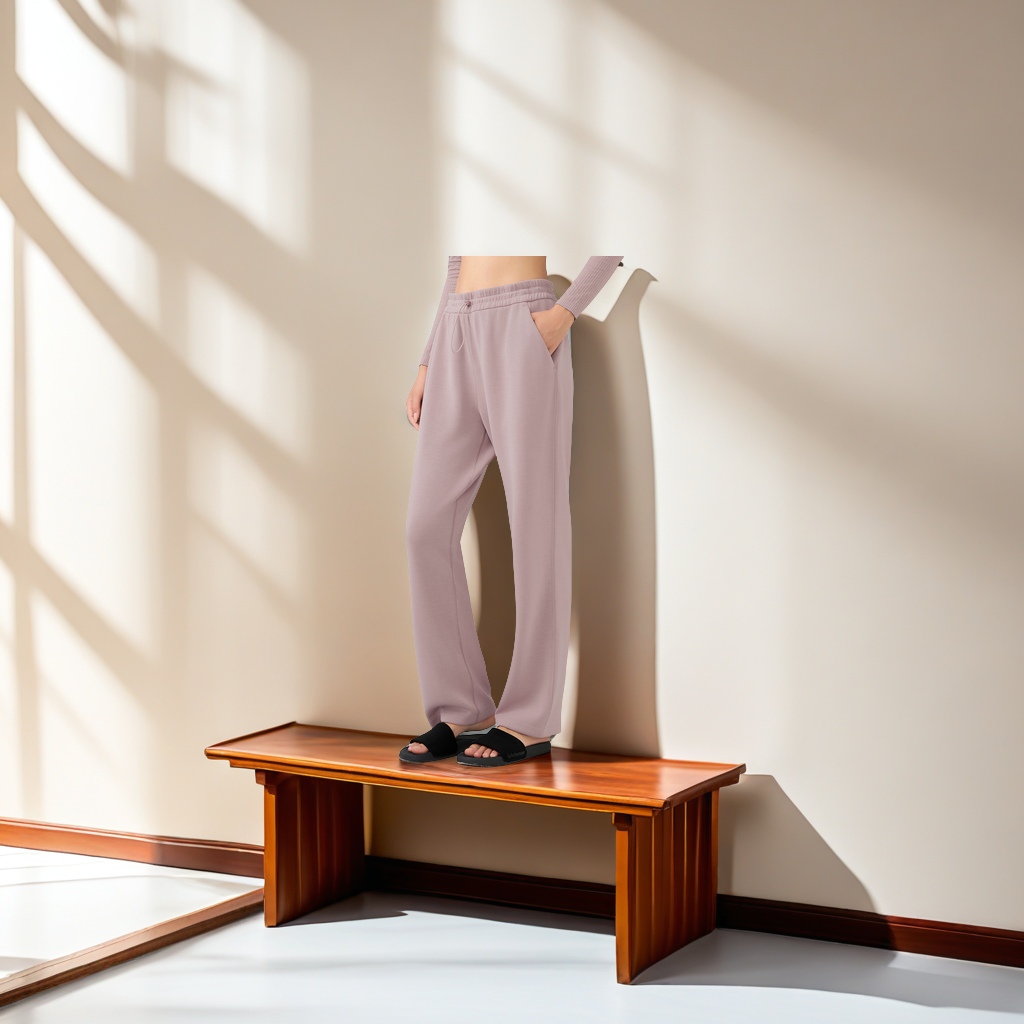 DAW167秋冬款女士瑜伽裤 高腰显瘦休闲直筒裤 百搭宽松阔腿运动长裤 垂感优雅运动裤