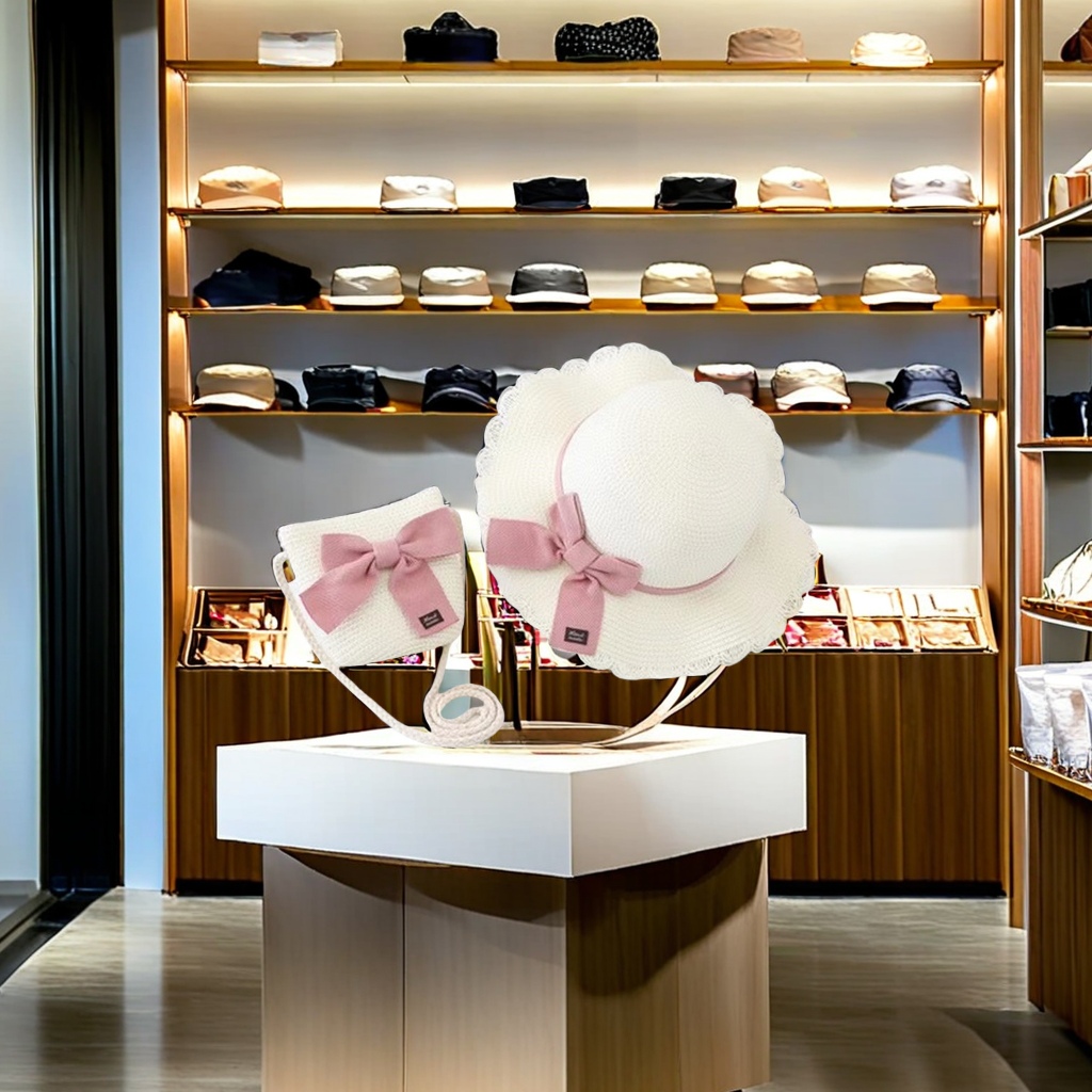 儿童保暖帽套装 冬季可爱卡通图案 针织帽子围巾两件套 宝宝防寒耳朵保护套装细节图