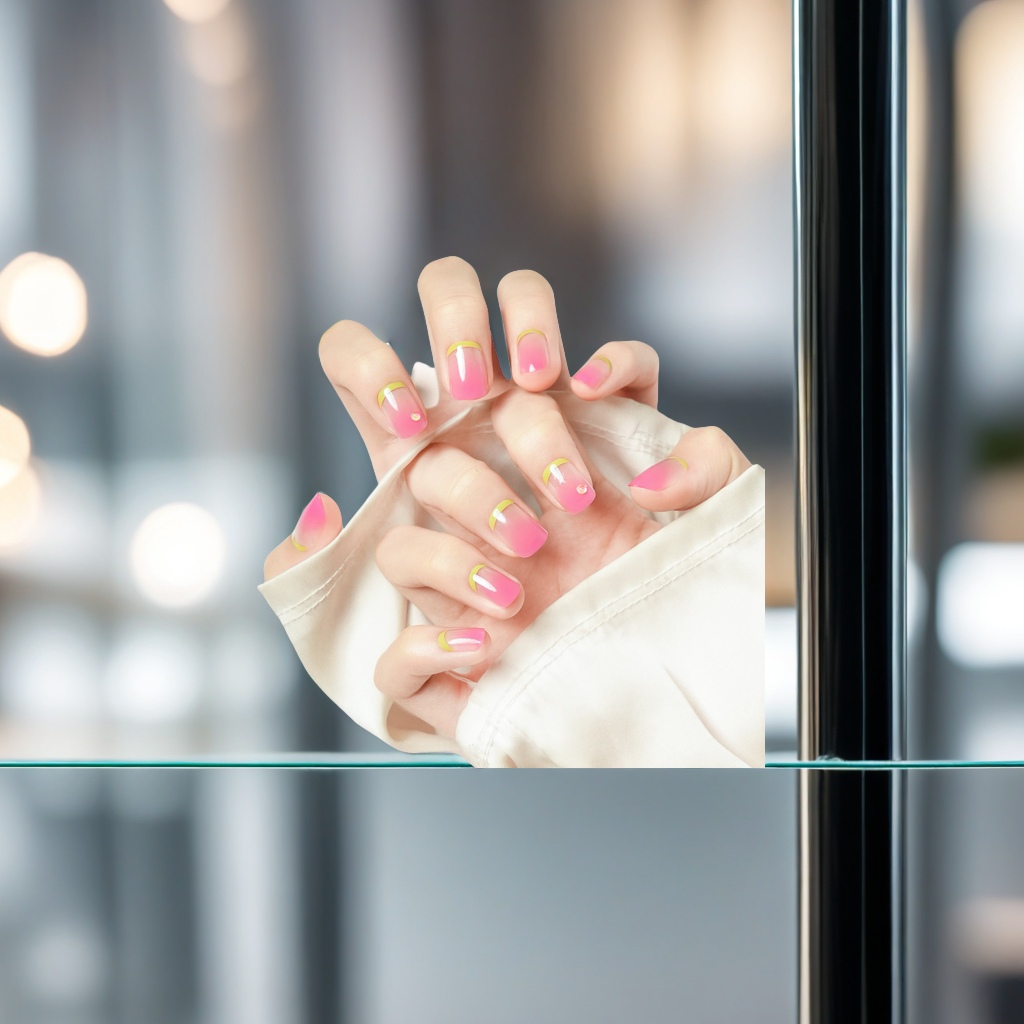 Visella alto sentido nuevo 24 piezas de uñas acabadas usar fácil francés despeinado escalera corta cuadrada uñas falsas moda uñas venta caliente comercio exterior pic 2