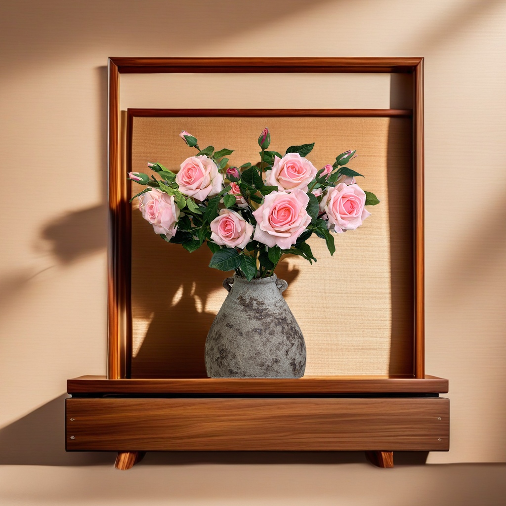 妃子玫仿真花手感保湿 酒店婚庆布置室内客厅家居摆件 工程软装花束礼盒 高级感觉真实触感