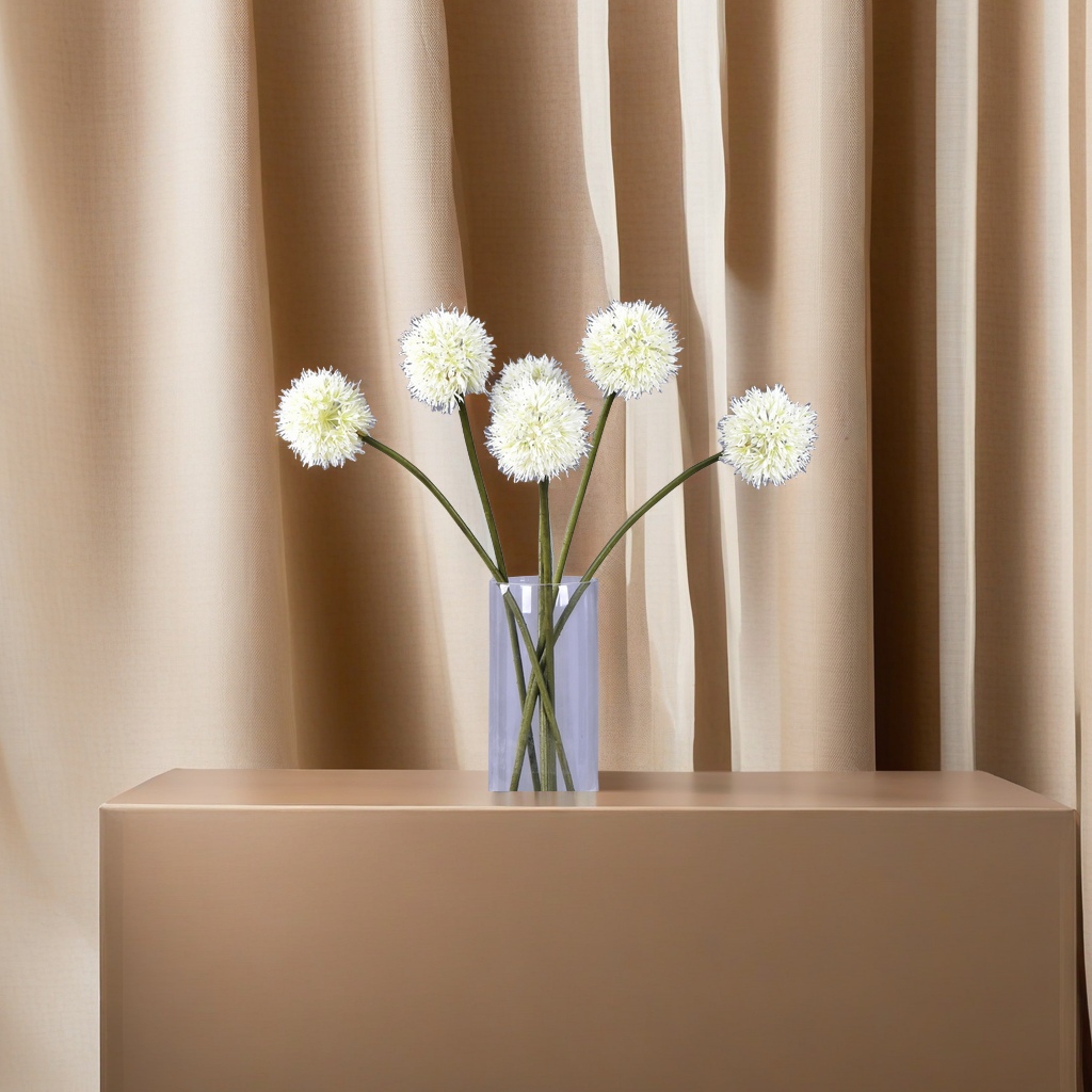 Lanjin Factory direct sales of artificial single-stem scallion bulbs, home, hotel and shopping mall decoration artificial flowers, round ball flowers, dandelion scallion flowers, elegant gift box sets, realistic artificial flowers wholesale