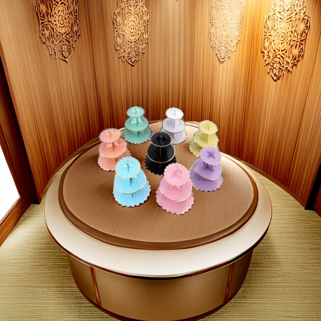 The double-layer rotating cake rack display stand, a must-have for creative dessert shops, is a beautiful, practical and high-end baking tool Application Scenario